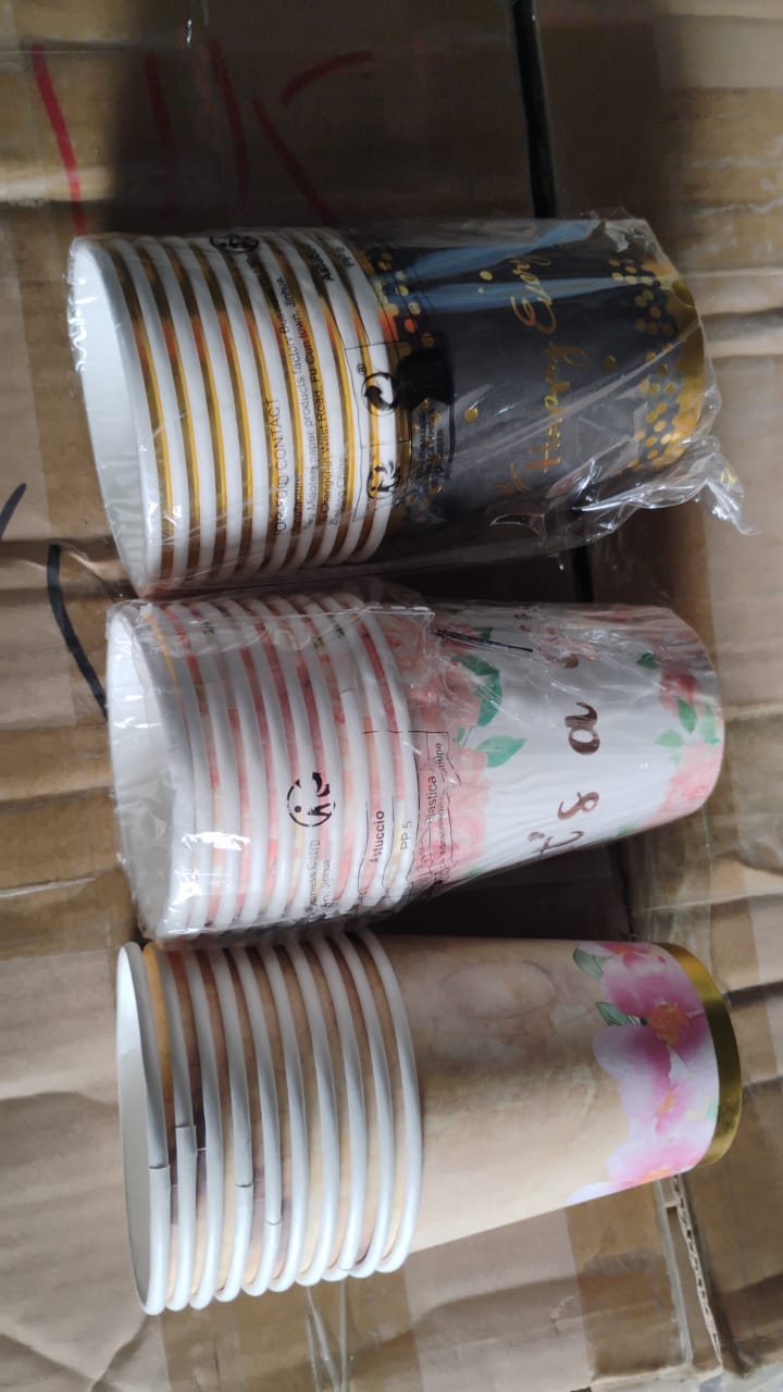 Disposable Paper Cups, Disposable Tea, Coffee Cups (3 Pcs Set / Mix Color) Variety Bazaar