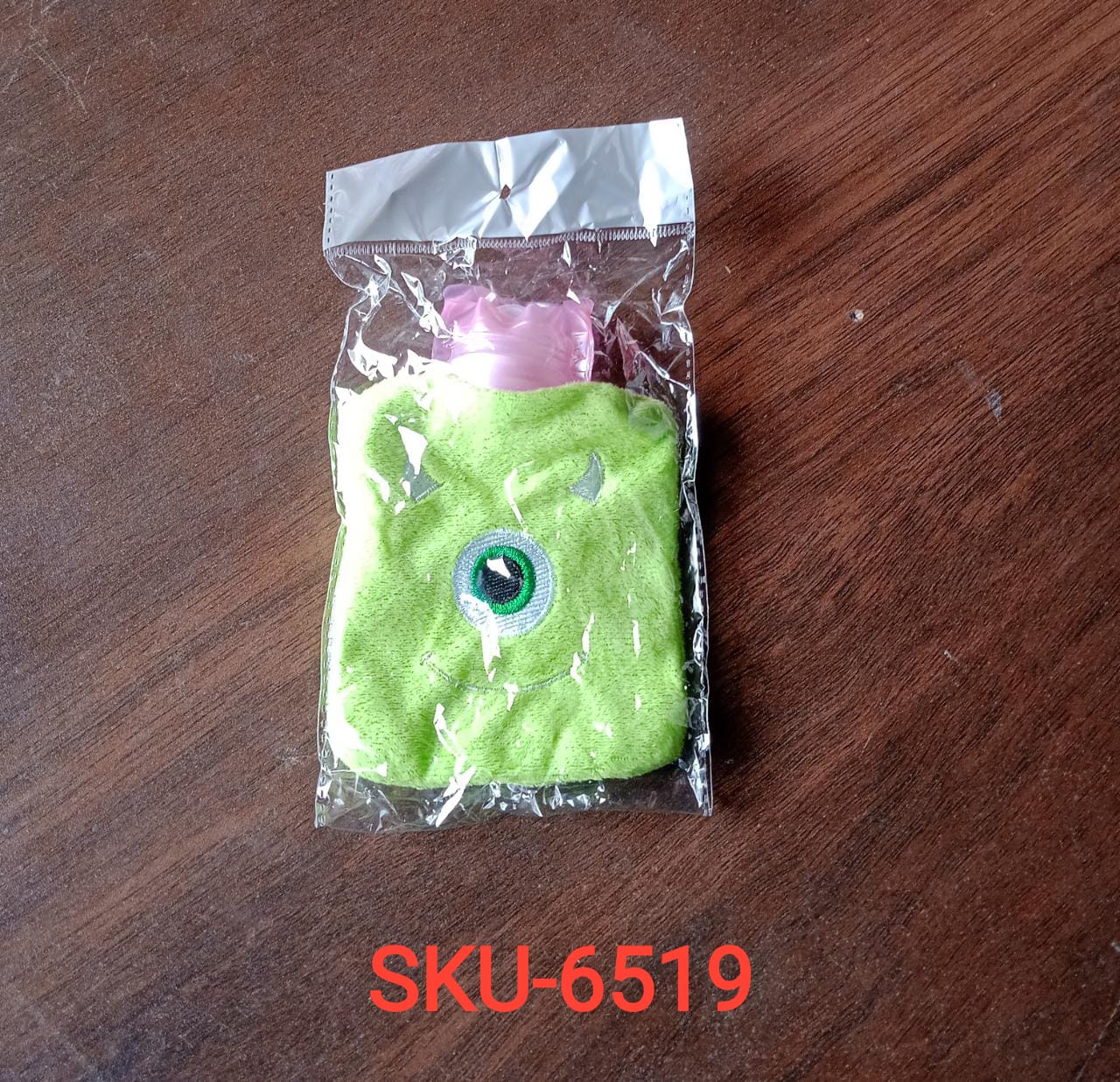 Green One-Eyed Monster Print Small Hot Water Bag with Cover for Pain Relief Variety Bazaar