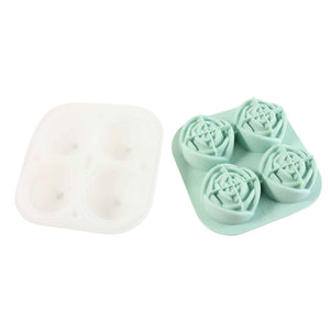 4-grid Rose-shape Ice Cube Tray Mold With Lid