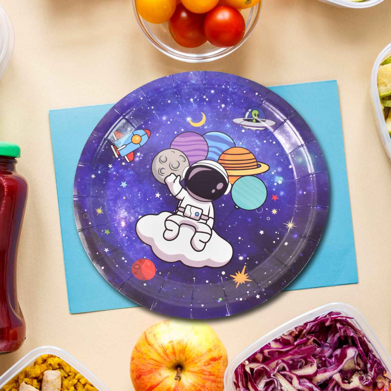 Round Plates Disposable Paper Plates Happy Birthday Gift (10 Pcs Set Mix Design)