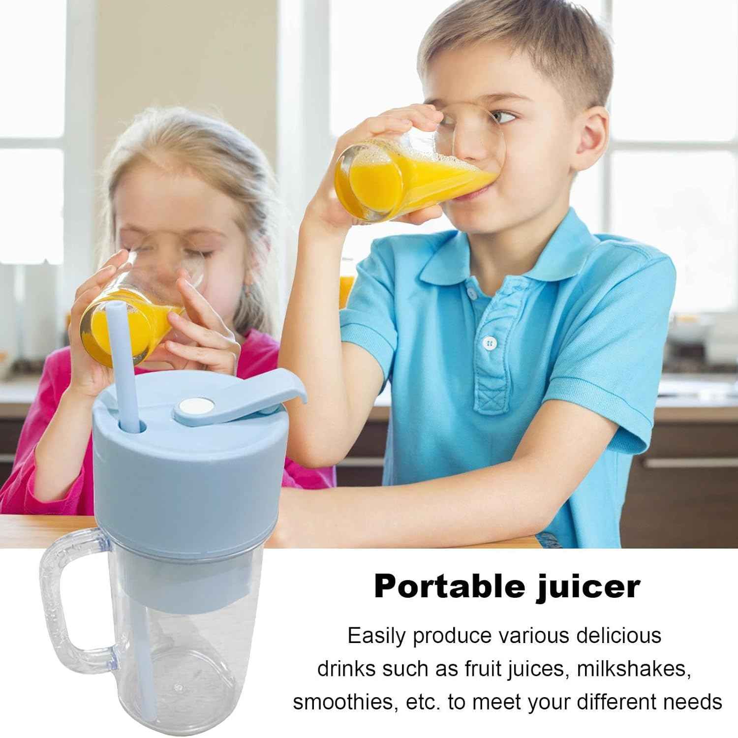 5841 2 In1 Portable Crusher Juicer With Handle Straw For Smoothie Sipper Usb Rechargeable (340 Ml) 6 Stainless Steel Blades Compact Juicer Mixer Juicer Portable Fresh Juice Blender Portable Electric Juicer ( 340 Ml )