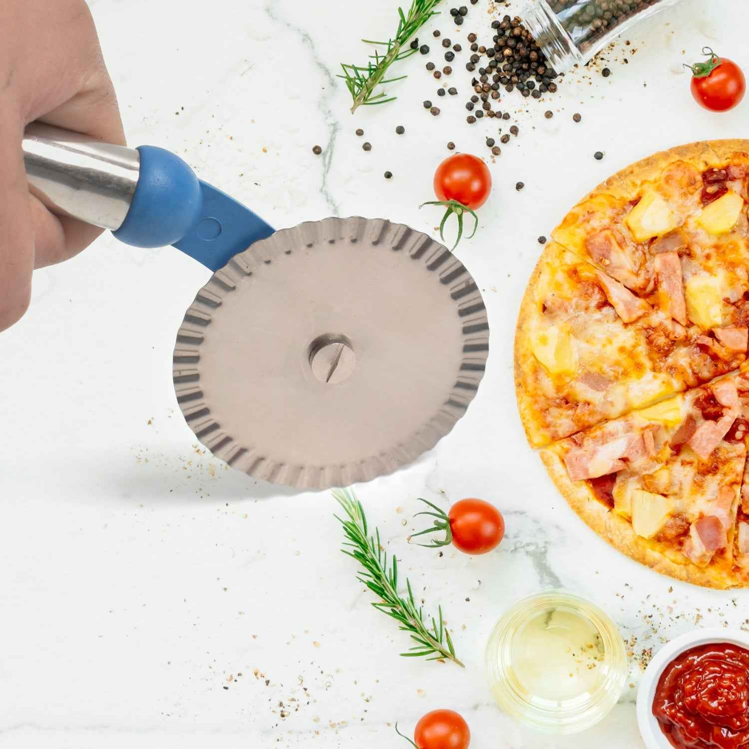Multi Purpose Use Curly Pizza Cutter Pastry Cutter Sandwiches Cutter (1 Pc)