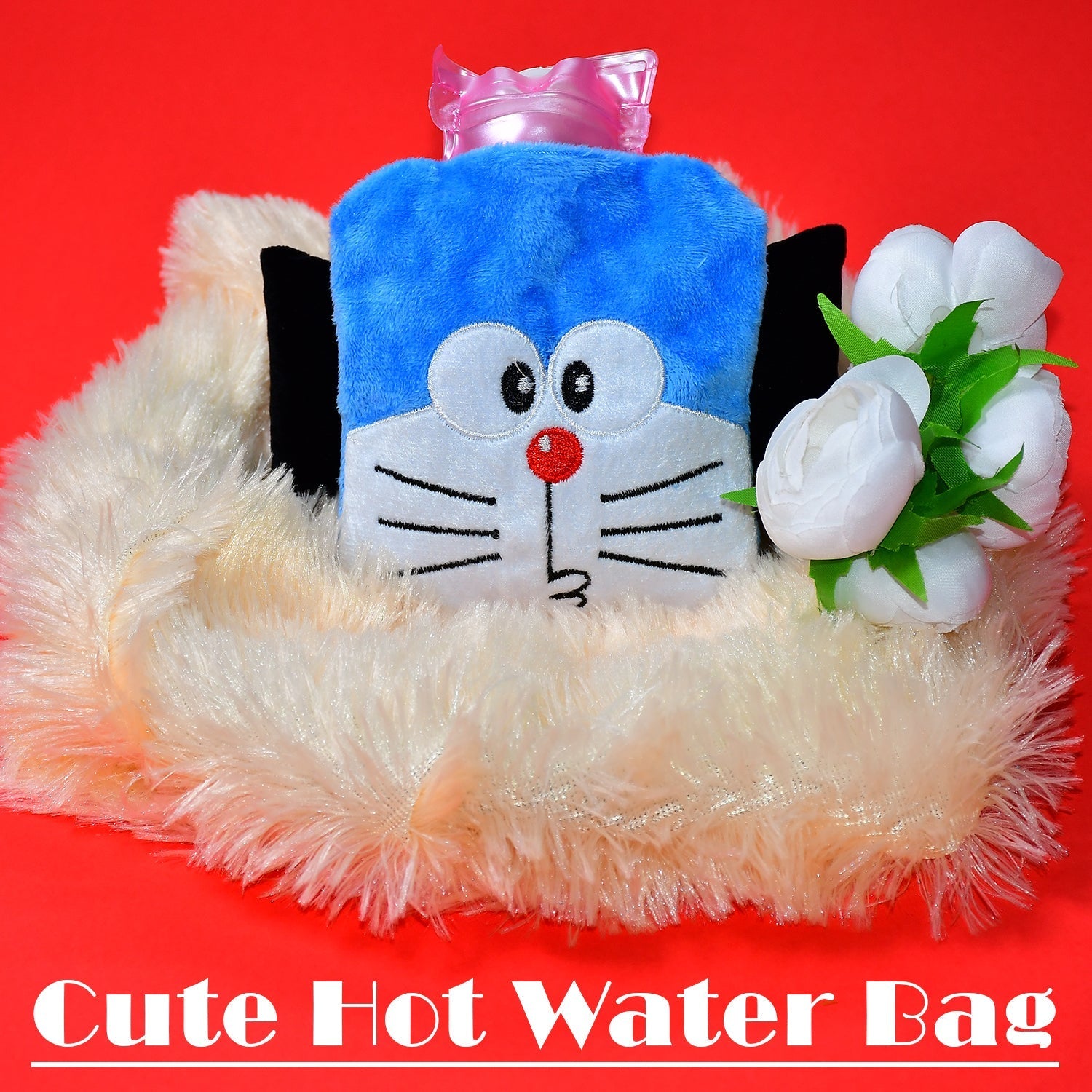 6504 Doremon small Hot Water Bag with Cover for Pain Relief, Neck, Shoulder Pain and Hand, Feet Warmer, Menstrual Cramps.