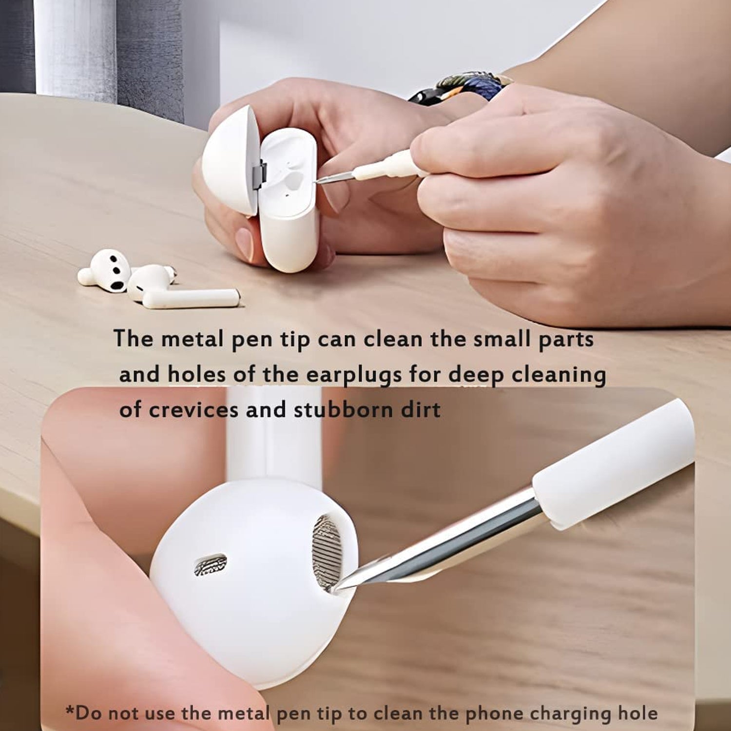 3 In 1 Earbuds Cleaning Pen For Cleaning Of Ear Buds And Ear Phones Easily Without Having Any Damage. Variety Bazaar