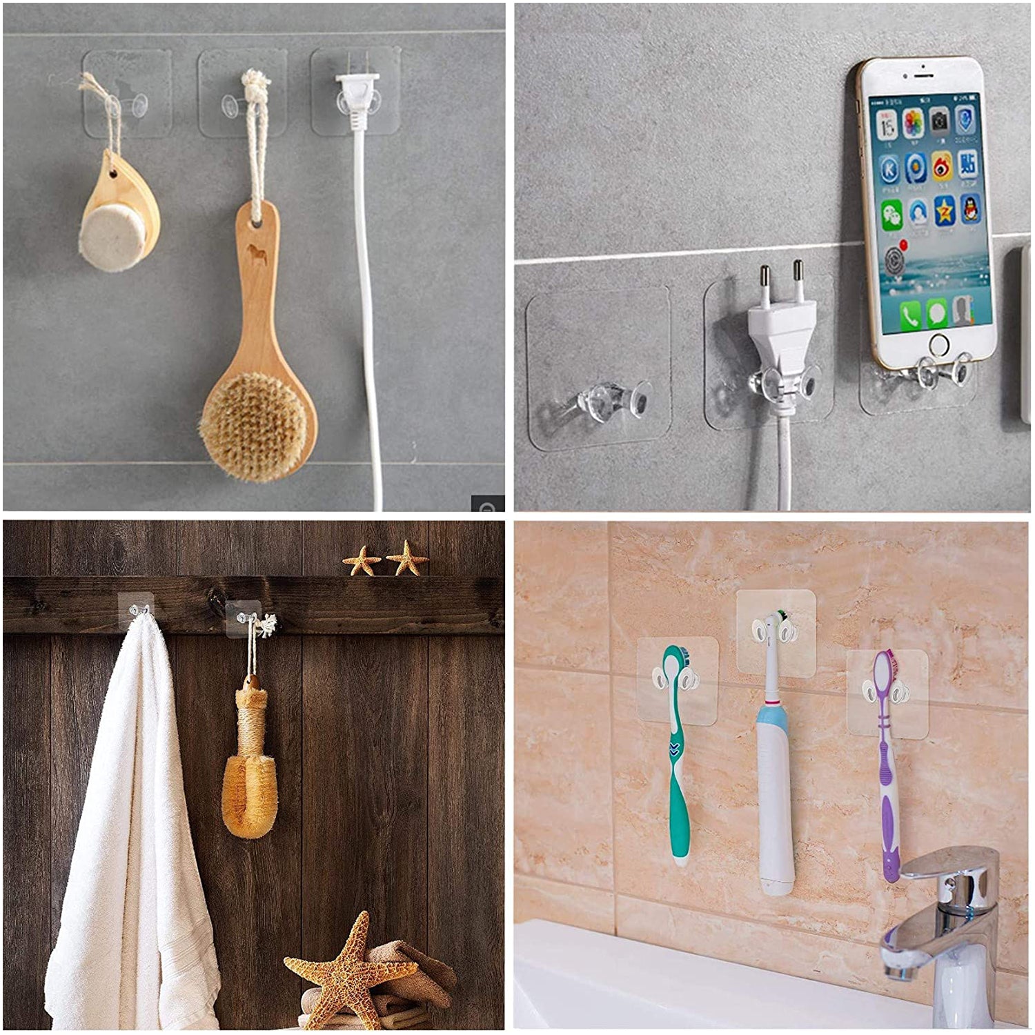 Transparent Multi-Function Wall Storage Hooks Variety Bazaar
