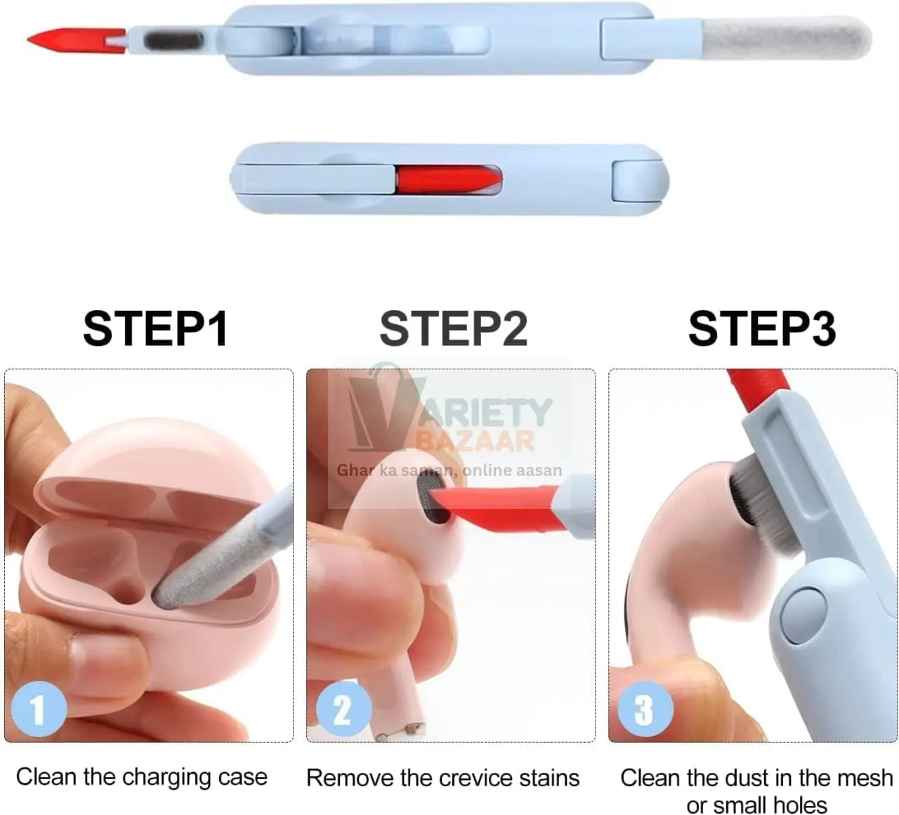 7 in 1 Electronic Cleaner kit, Cleaning Kit for Monitor Keyboard Airpods, Screen Dust Brush Including Soft Sweep, Swipe, Airpod Cleaner Pen, Key Puller and Spray Bottle 02 travel sahayak