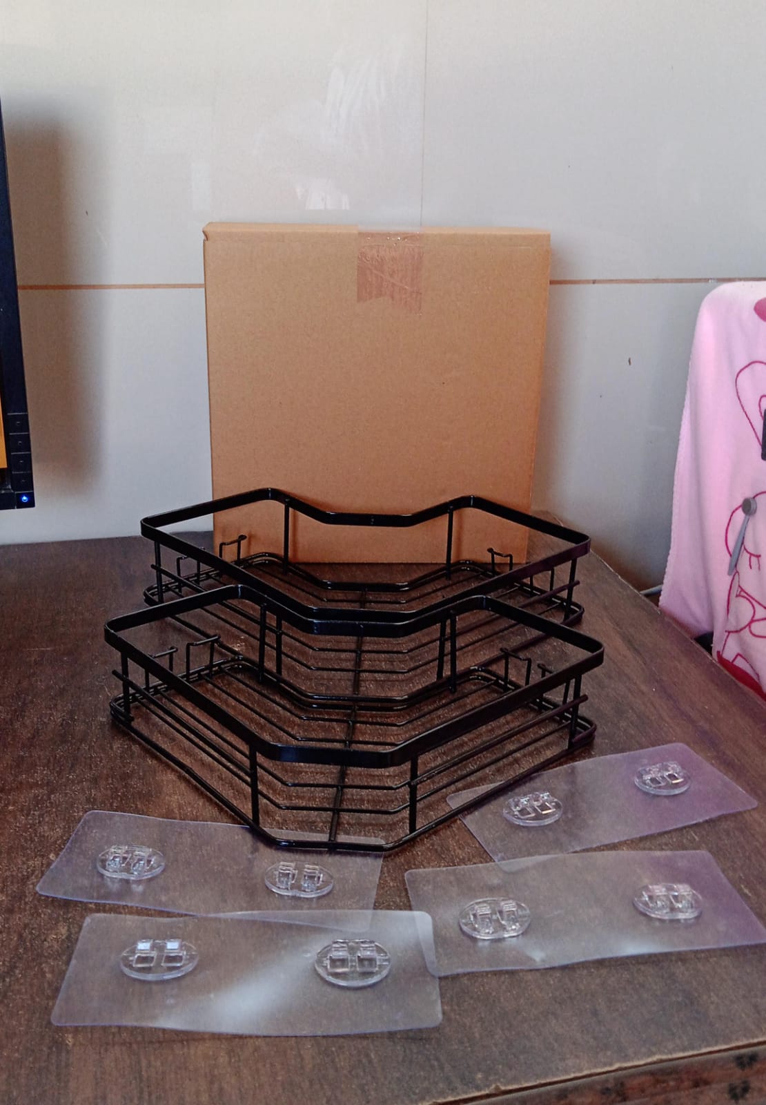 Iron Coating Self-Adhesive Corner Shelf Organizer (2 Pc) Variety Bazaar