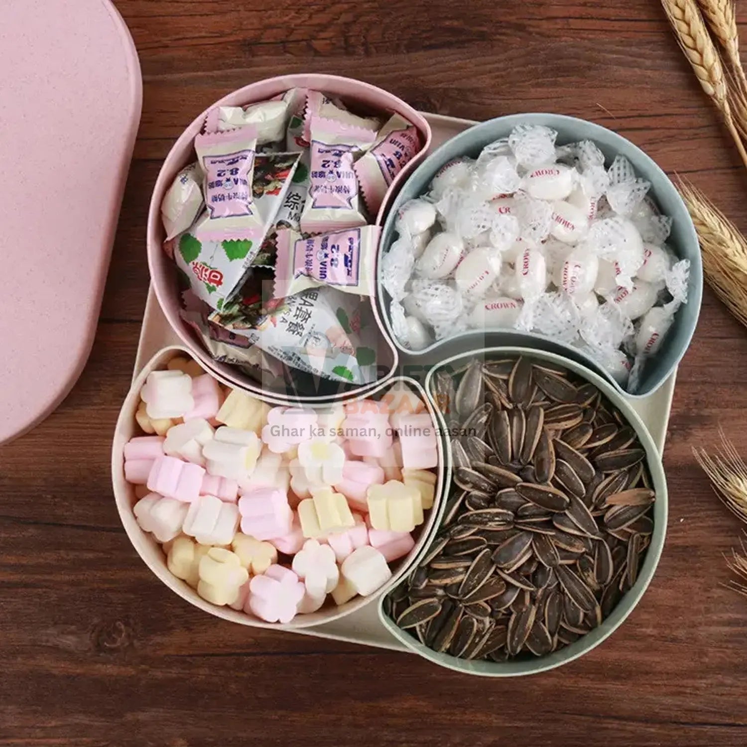 7151 Candy Box Large Capacity Space-saving Compartment Design Creative Divided Food Fruit Plate for Living Room Travel Sahayak