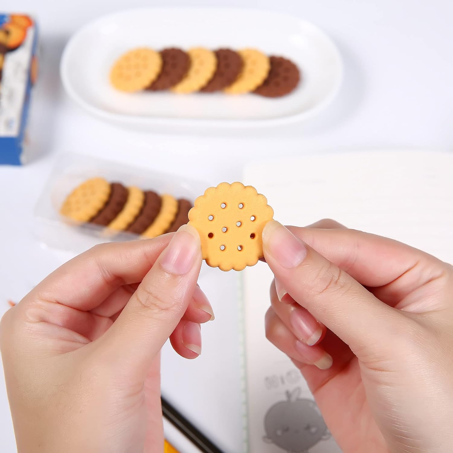 Biscuit-Shaped Erasers | Fun Rubber Stationery for Kids | Creative Birthday Gift Toy (6 Pcs Set) Variety Bazaar