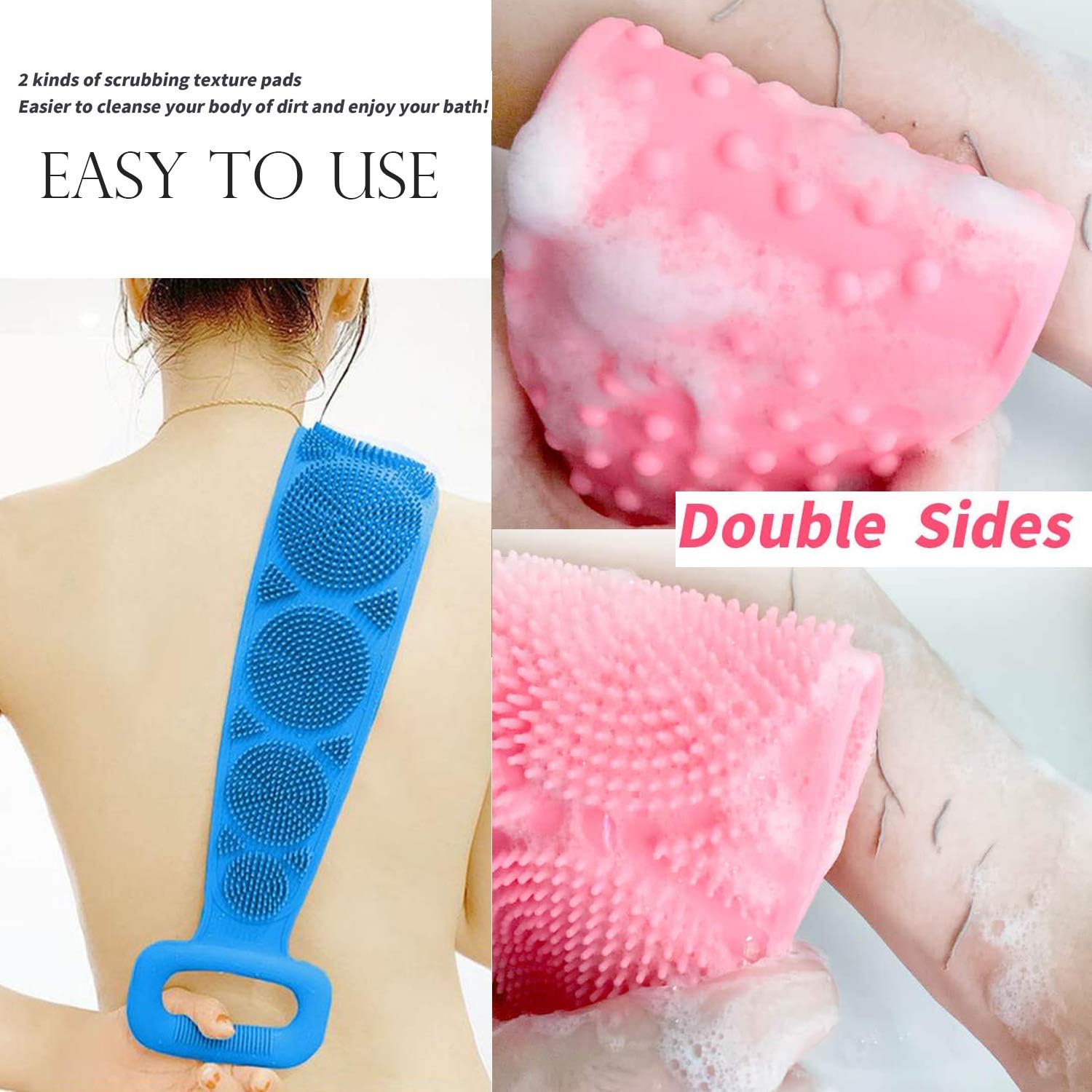 Eco-Friendly Silicone Shower Brush & Back Scrubber Towel Variety Bazaar