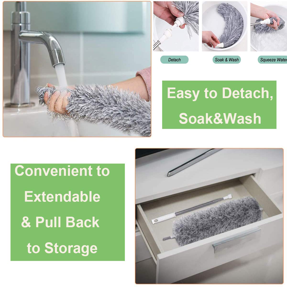 1279 Microfiber Dusters for Cleaning, Telescoping Feather Duster with 100 inches Extendable Handle Pole, Dusting Cleaning Tools for Cleaning High Ceiling, Ceiling Fan, Blinds, Cobwebs, Furniture, Cars Travel Sahayak