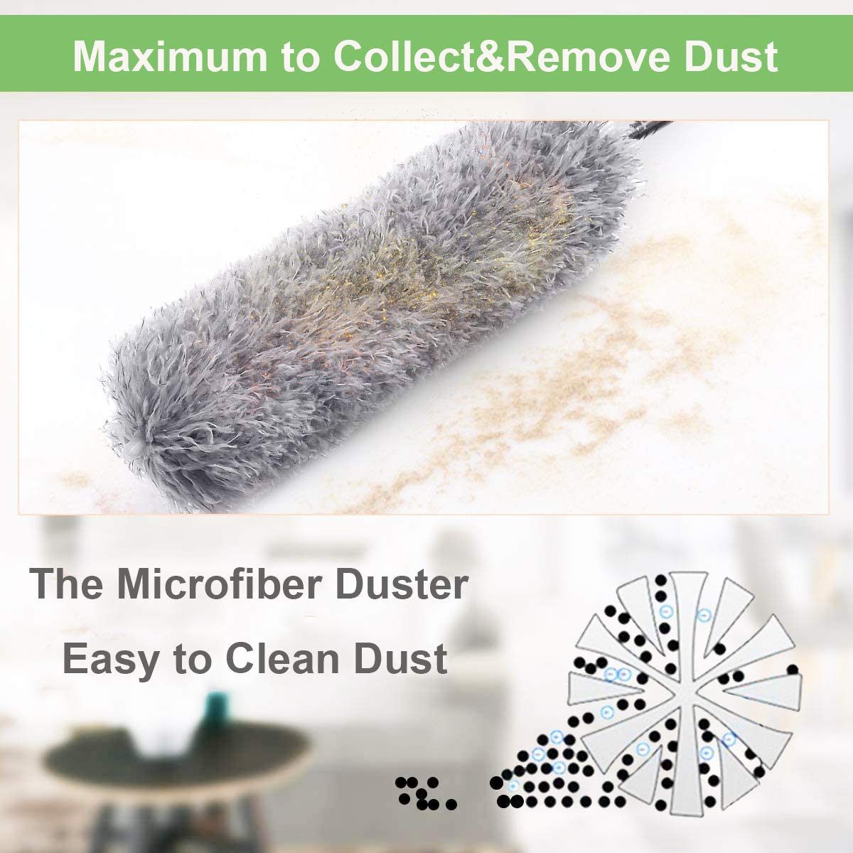 1279 Microfiber Dusters for Cleaning, Telescoping Feather Duster with 100 inches Extendable Handle Pole, Dusting Cleaning Tools for Cleaning High Ceiling, Ceiling Fan, Blinds, Cobwebs, Furniture, Cars Travel Sahayak