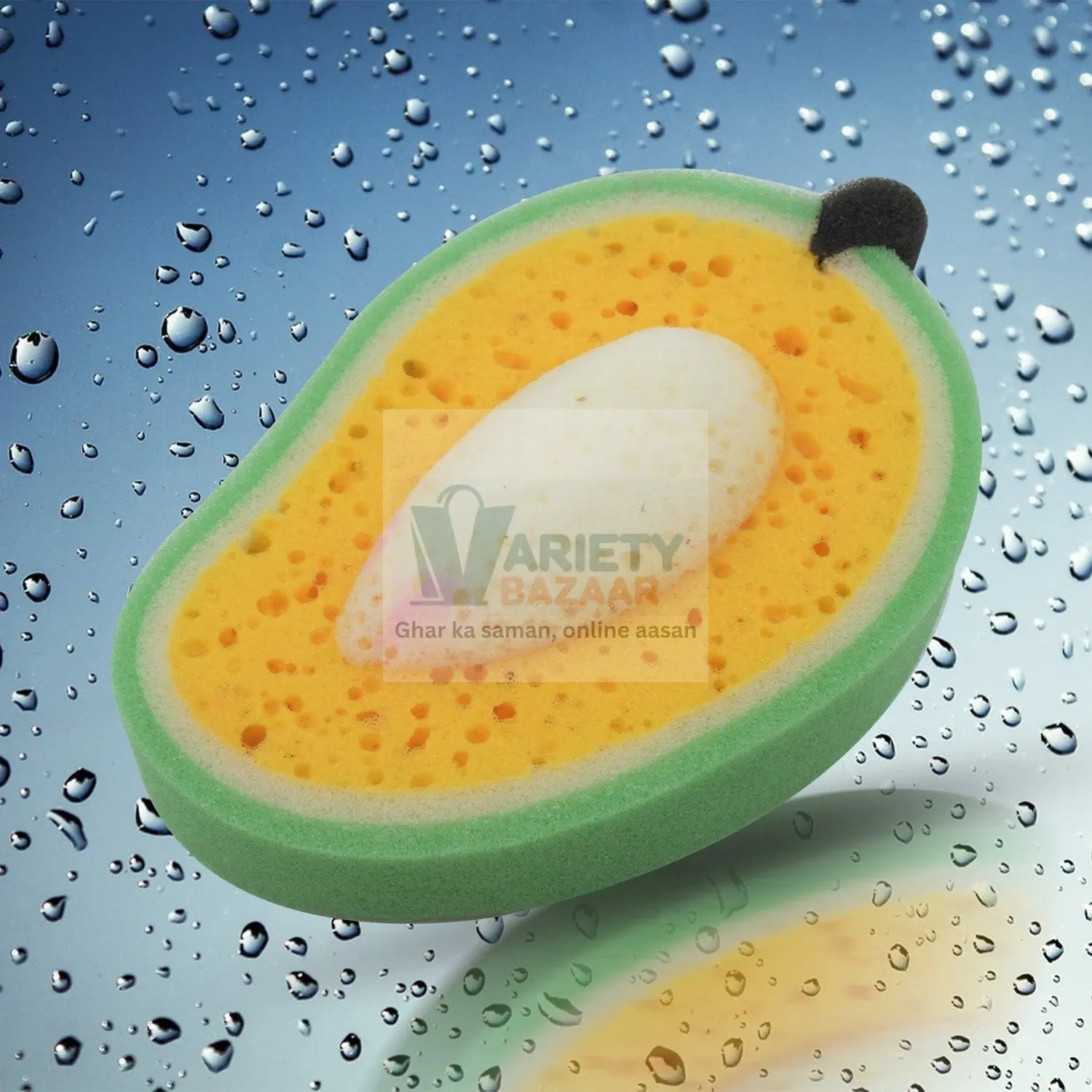 7306 Sponge Household Kitchen Mango Shape Bowl Dish Washing Cleaning Pad Cleaner, Bath Cleaning Sponge Dishwashing Sponge Mango (1 Pc) Travel Sahayak