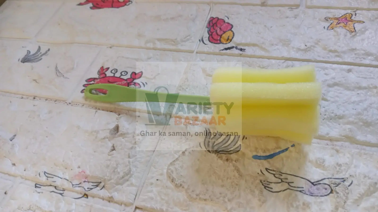 7443 Sponge Cup Washing Brush/ Washing Cup Milk Bottle Cleaning Brush Kitchen Brush Water Cup Tea Cup Brush, Sponge Head Household Kitchen Cleaning Tool (20Cm) Travel Sahayak