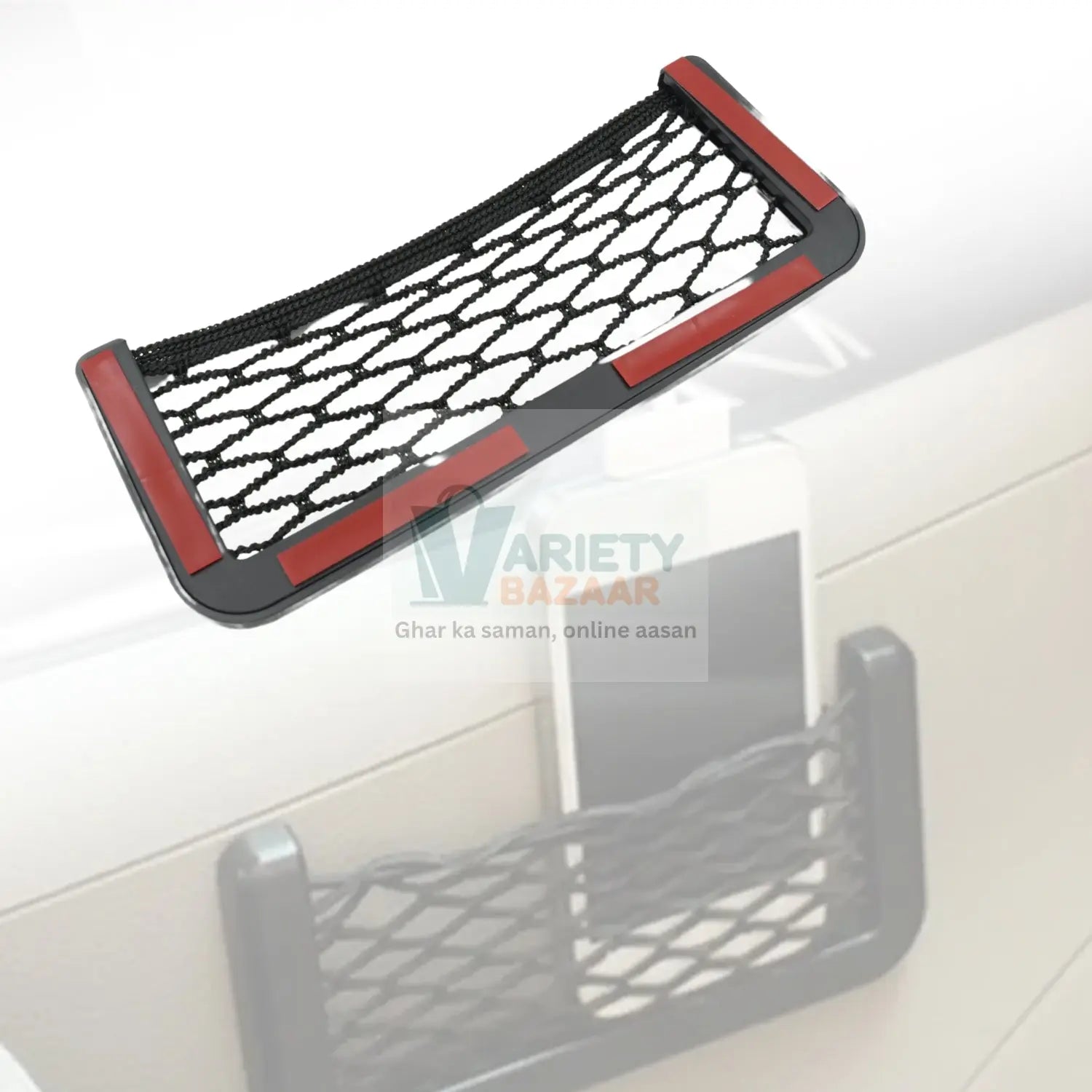 7564 Car Storage Organize Car String Bag Car Seat Side Storage, Net Bag Mesh Pocket Organizer Stick-on for Purse Bag Phone, Special Adhesive Car Mesh Storage for Car for Interior Organizer Travel Sahayak