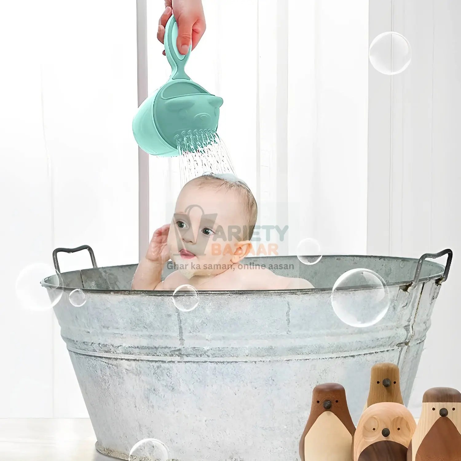 7697 Baby Shampoo Shower Cup Safe Soft Bathing Water Scorpion Baby Bath Tumbler Hair Washing Mug Rainer Travel Sahayak