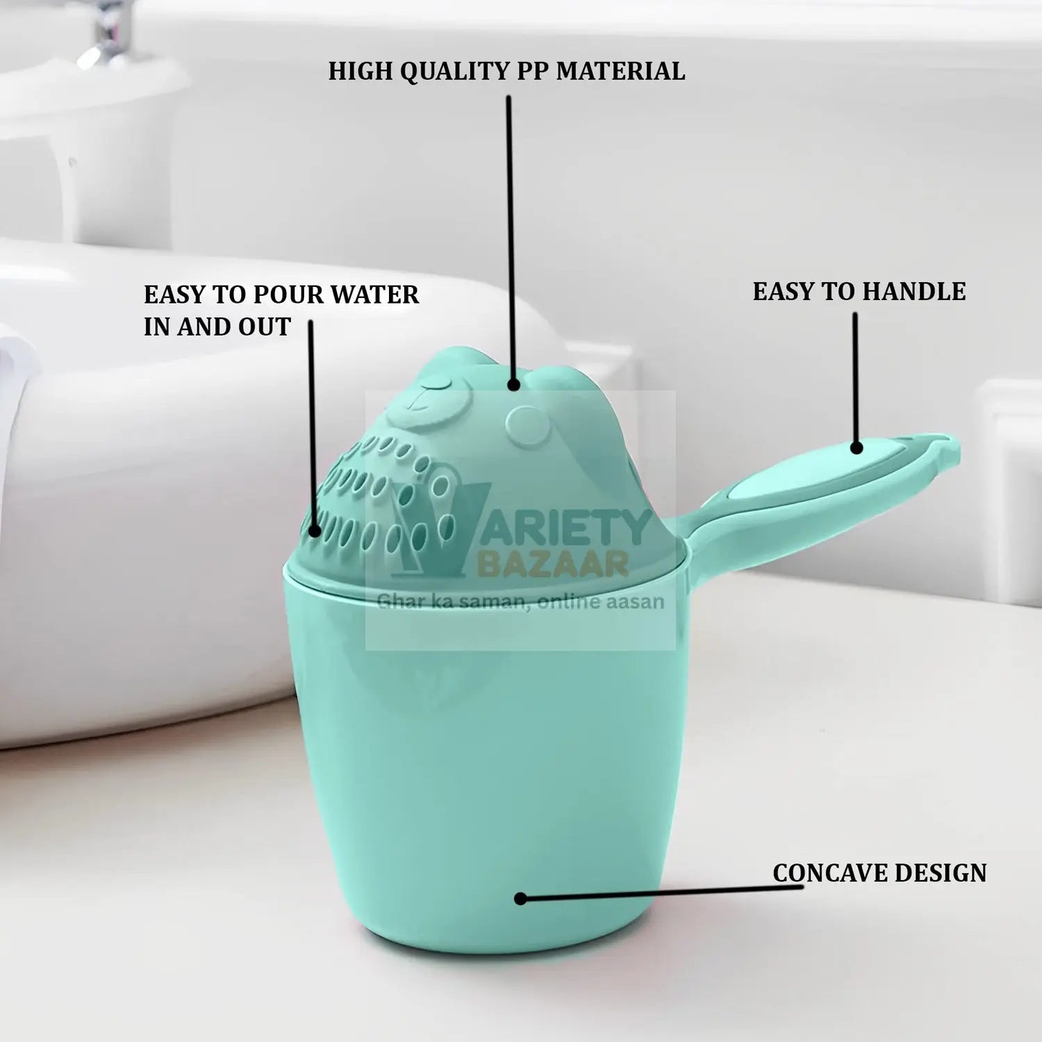 7697 Baby Shampoo Shower Cup Safe Soft Bathing Water Scorpion Baby Bath Tumbler Hair Washing Mug Rainer Travel Sahayak