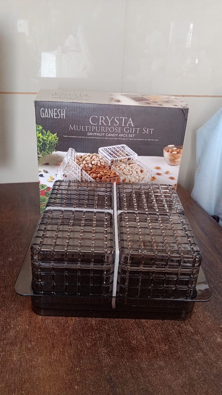 Ganesh Multipurpose Gift Set, Dry fruit (4 Pcs Set / With Tray) Variety Bazaar