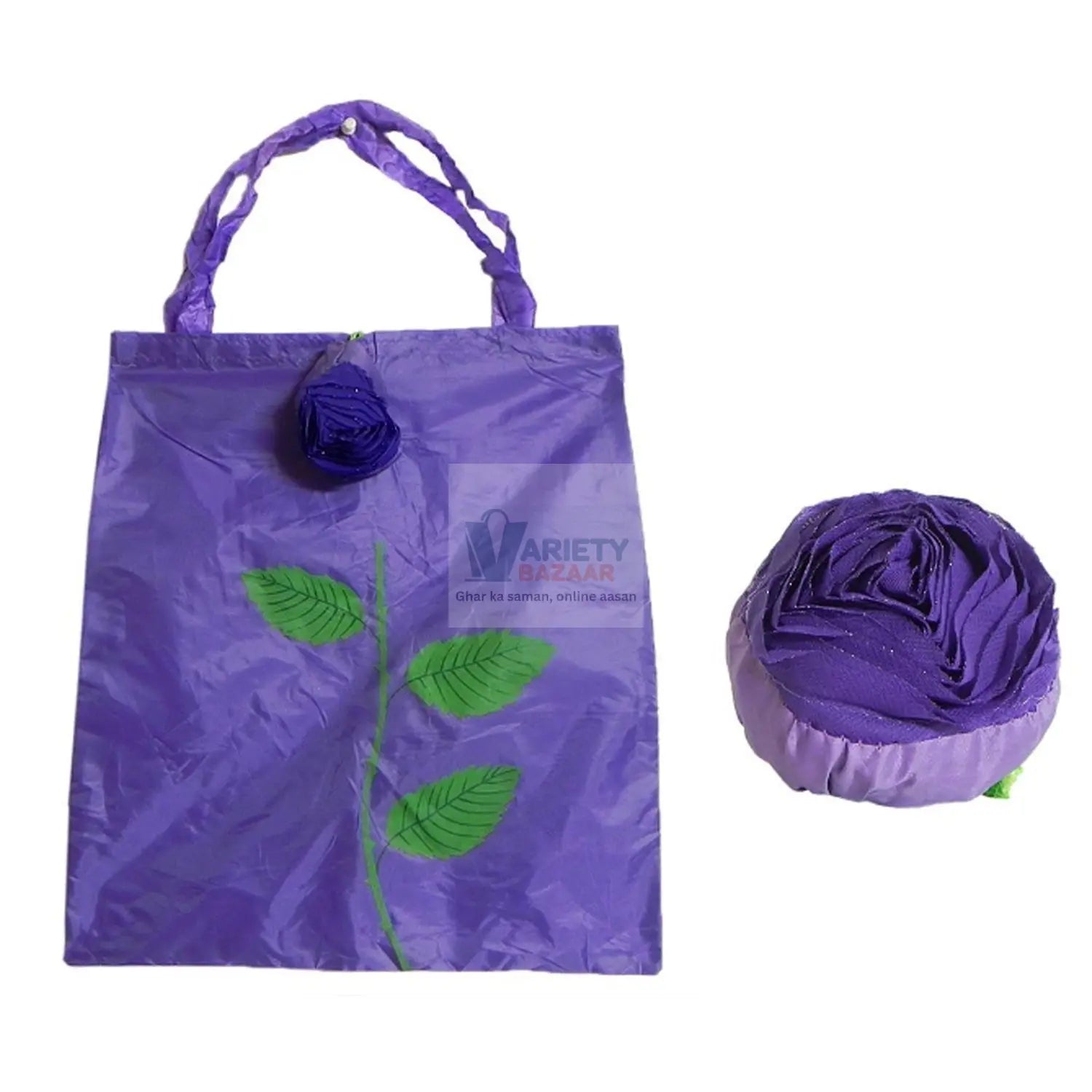 7741 Foldable Bag Cute Rose Shape Cover Reusable bag Naylon Bag Nylon Shopping Carry Bags Large Reusable Foldable Bag, Eco Friendly Shopping, Folds to Pocket Size, Tote Grocery Shoulder Handbag Travel Bag (1Pc) Travel Sahayak