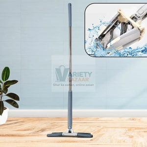 7818 Adjustable Long Handle 360 Degree Flat Hand Mop, X Type, Automatic Water Rotation for Wood, Ceramic Tile, Easy Squeeze Mop for Floor, Window, Wall, Kitchen, Sofa, Corners, Ceiling Travel Sahayak