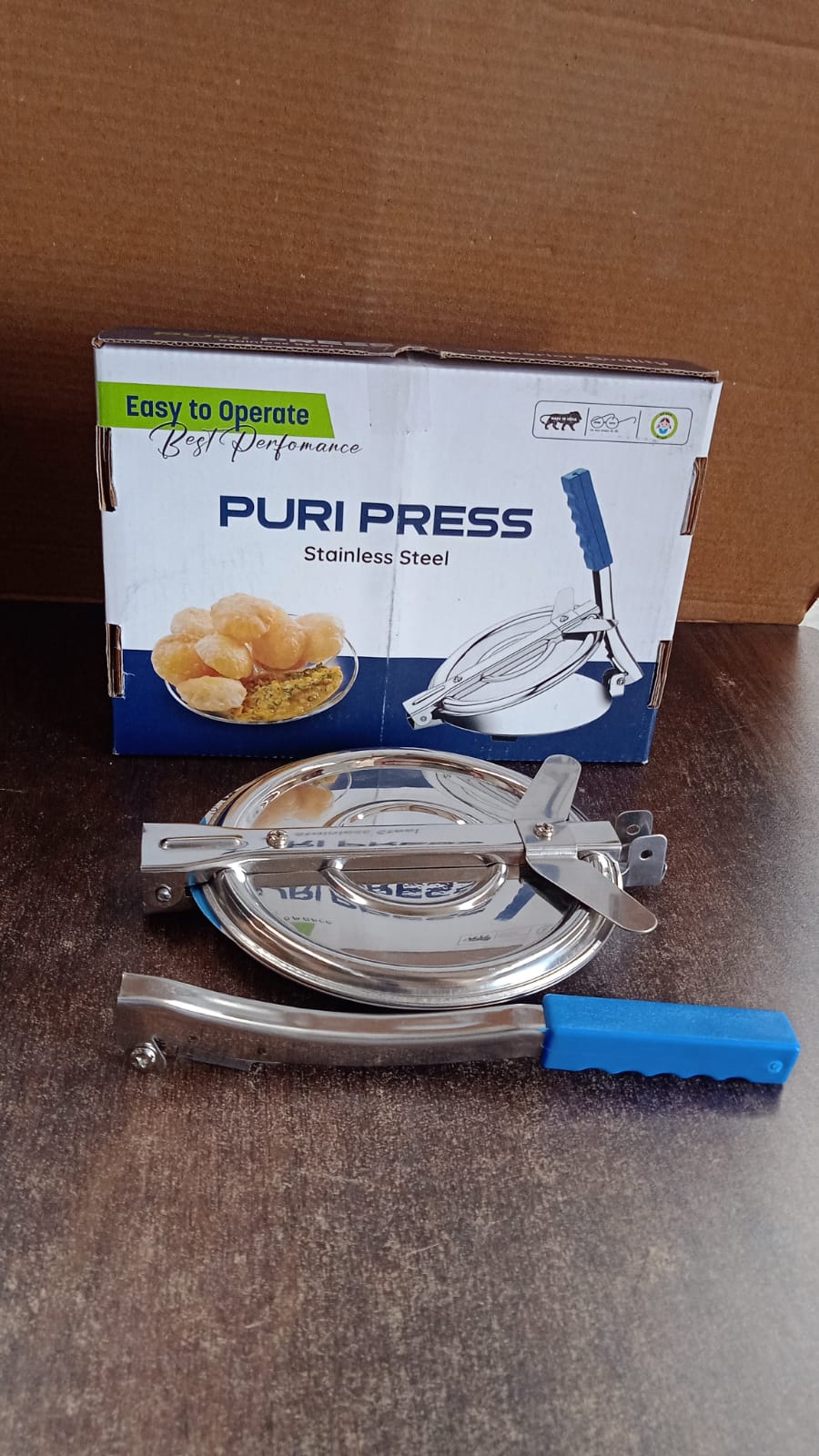 PURI PRESS MAKER - STAINLESS STEEL PURI MAKER PRESS MACHINE - ROTI CHAPATI PRESSER FOR HOME -KHAKHRA- PURI MAKER PRESS MACHINE WITH HANDLE, MANUAL PURI MAKER (MEDIUM) Variety Bazaar