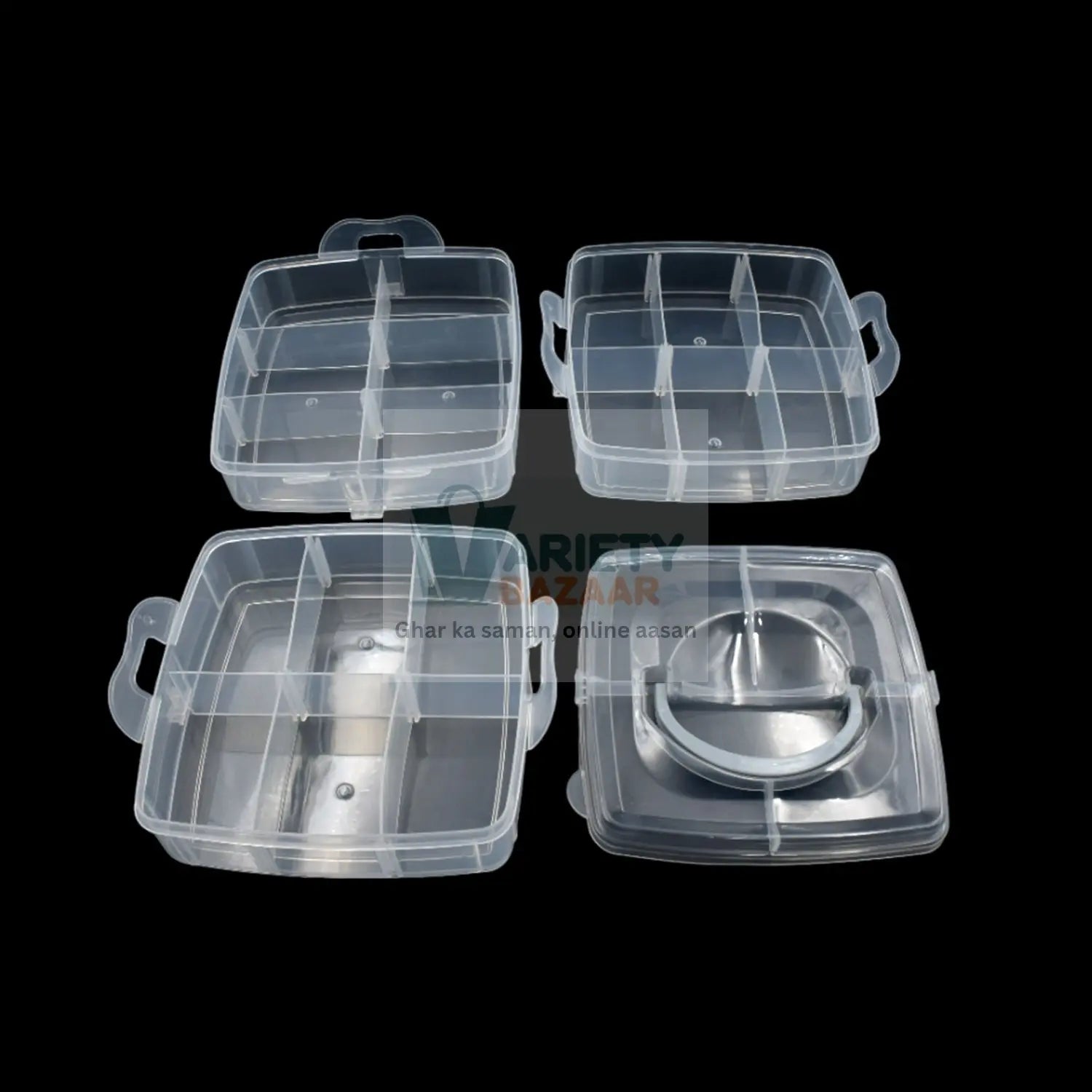 7984 18 Grid 3 layer box Clear Plastic Organizer Jewelry Storage Box with Adjustable Dividers, Transparent Organizer Box for Earring Fishing Hooks (18 Grids Plastic Storage Box) Travel Sahayak