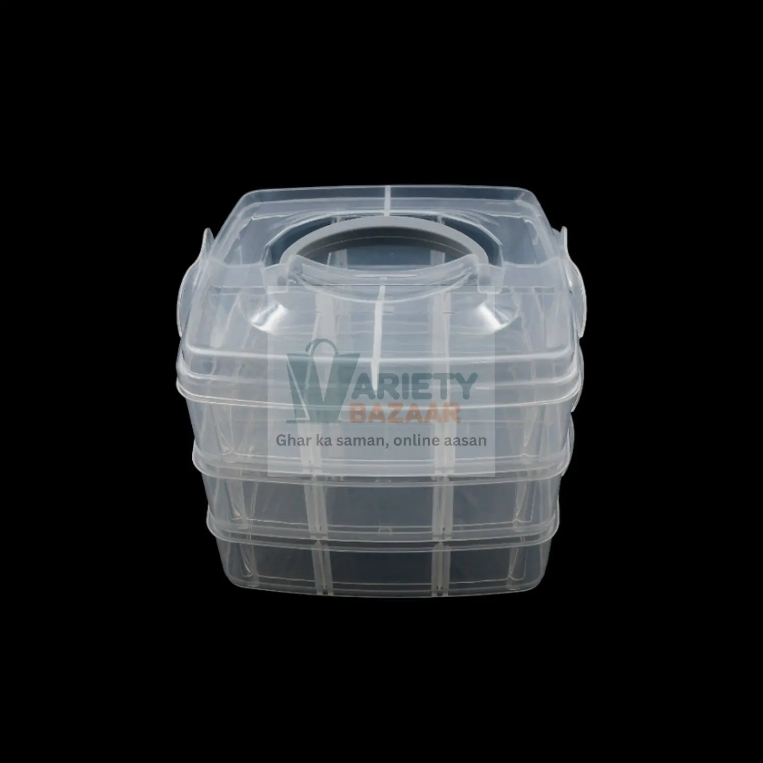 7984 18 Grid 3 layer box Clear Plastic Organizer Jewelry Storage Box with Adjustable Dividers, Transparent Organizer Box for Earring Fishing Hooks (18 Grids Plastic Storage Box) Travel Sahayak