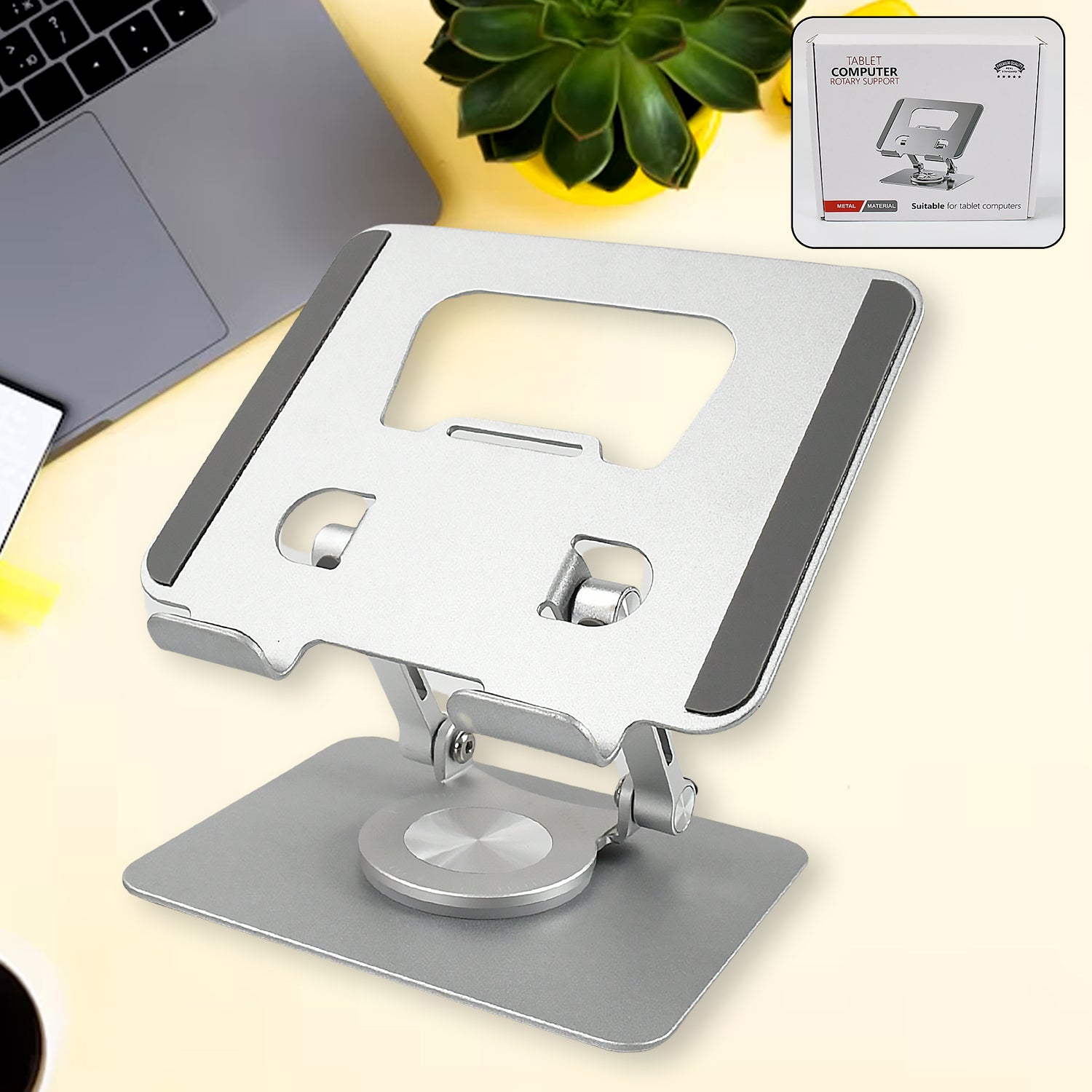 Aluminum Alloy 360°Rotating Bracket, Adjustable Tablet Stand, Portable Foldable Ergonomic Tablet Support Variety Bazaar