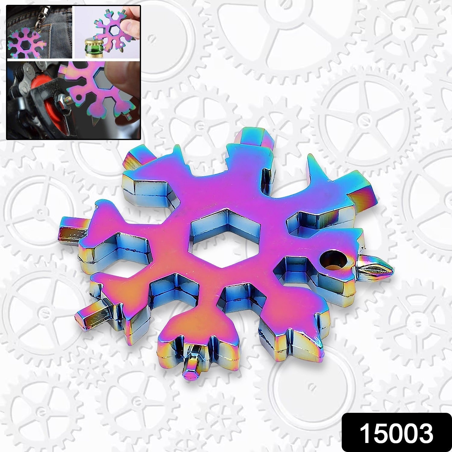 Durable & Portable 18-in-1 Snowflake Multi-Tool – Bottle Opener, Screwdriver & Wrench Kit Variety Bazaar