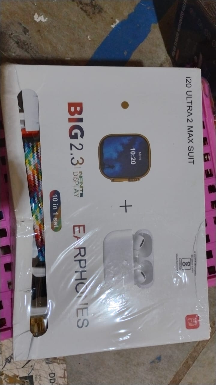 10 in 1 Set Ultra 2 Smart Bluetooth Calling Smart watch + Earphones with Transparent Screen Guard Watch with Seven Classic Straps (Mix Color) Variety Bazaar