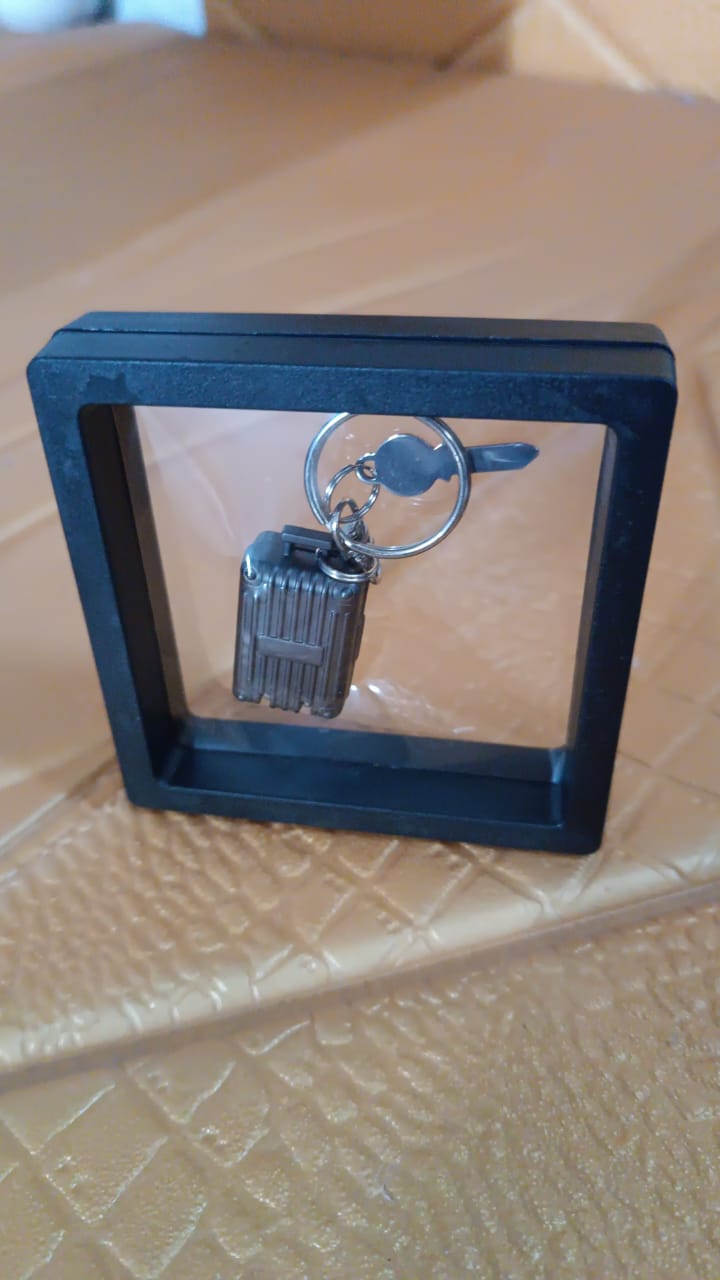 Suitcase Shape Nail Clipper Keychain With Key & 3D Floating Frame Display Case (1 Set) Variety Bazaar