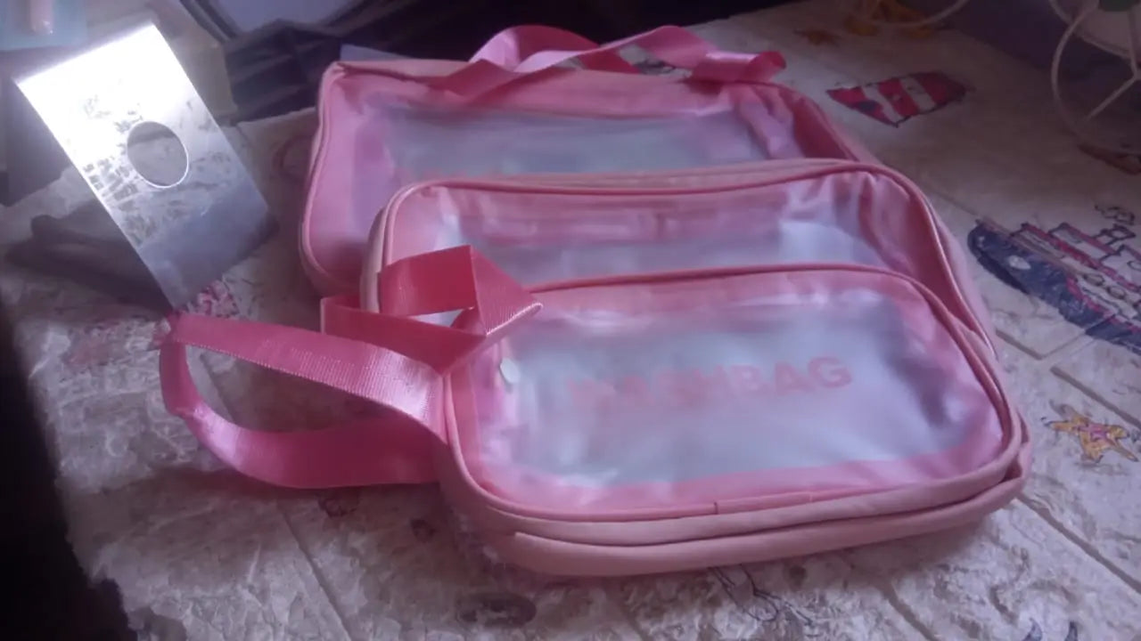 12682 Cosmetic Pouch, Make up Bag for Home & Travel, Toiletry Bag for Cosmetics, Brushes, Accessories Set of 3 Small, Medium & Big - Wash Bag - varietybazaar.co.in