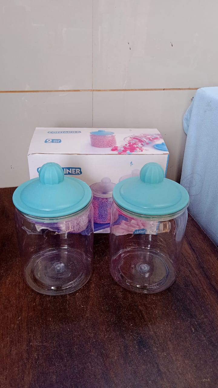 Transparent Kitchen Plastic Container/ Jar Set (2 Pcs Set / 1100 ML Approx) Variety Bazaar