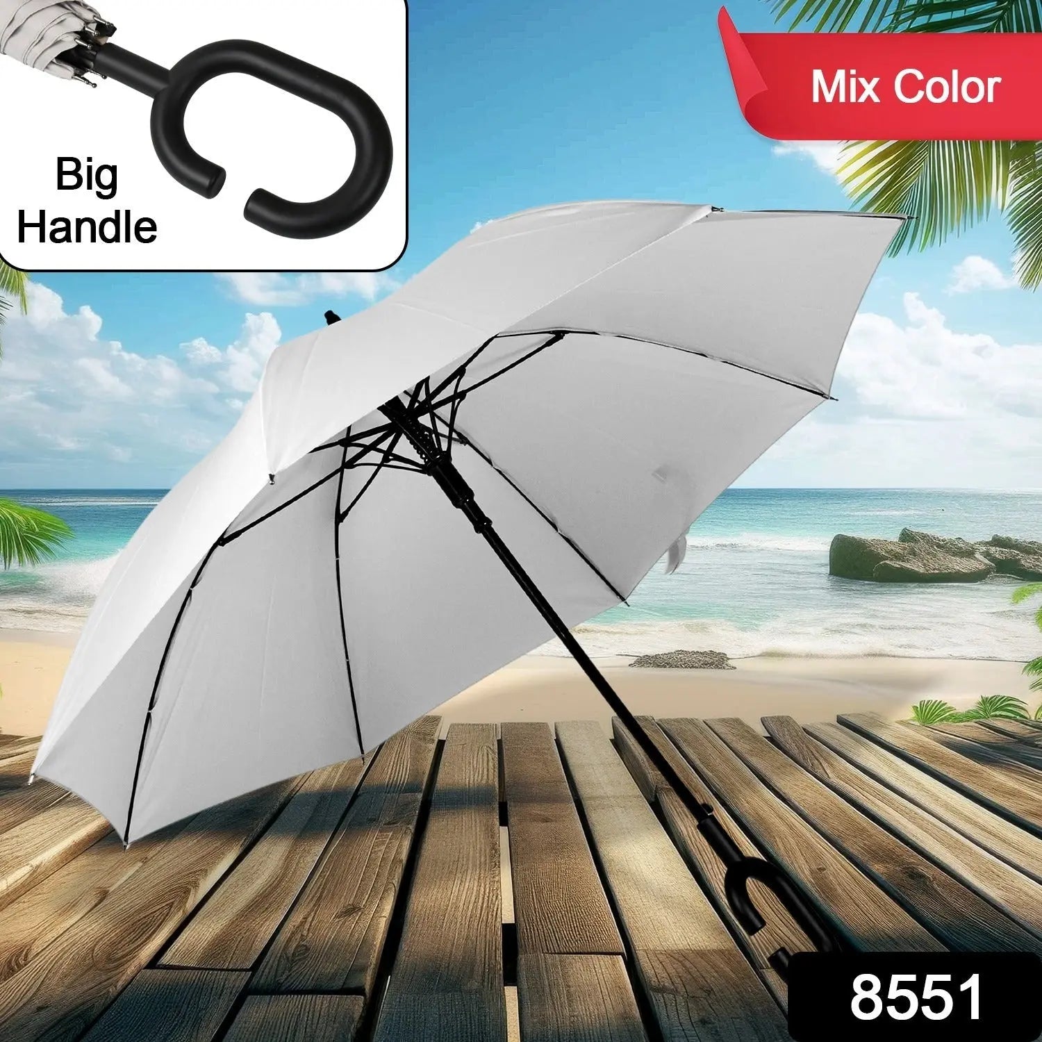 8551 Umbrella Summer Sun and Rain Protection Foldable Cute Umbrella & C-Shaped Handle || UV Protection Rain Sun Umbrella || Travel Accessories || Umbrella for Children, Girls, and Boys (1 Pc / Mix Color) - varietybazaar.co.in