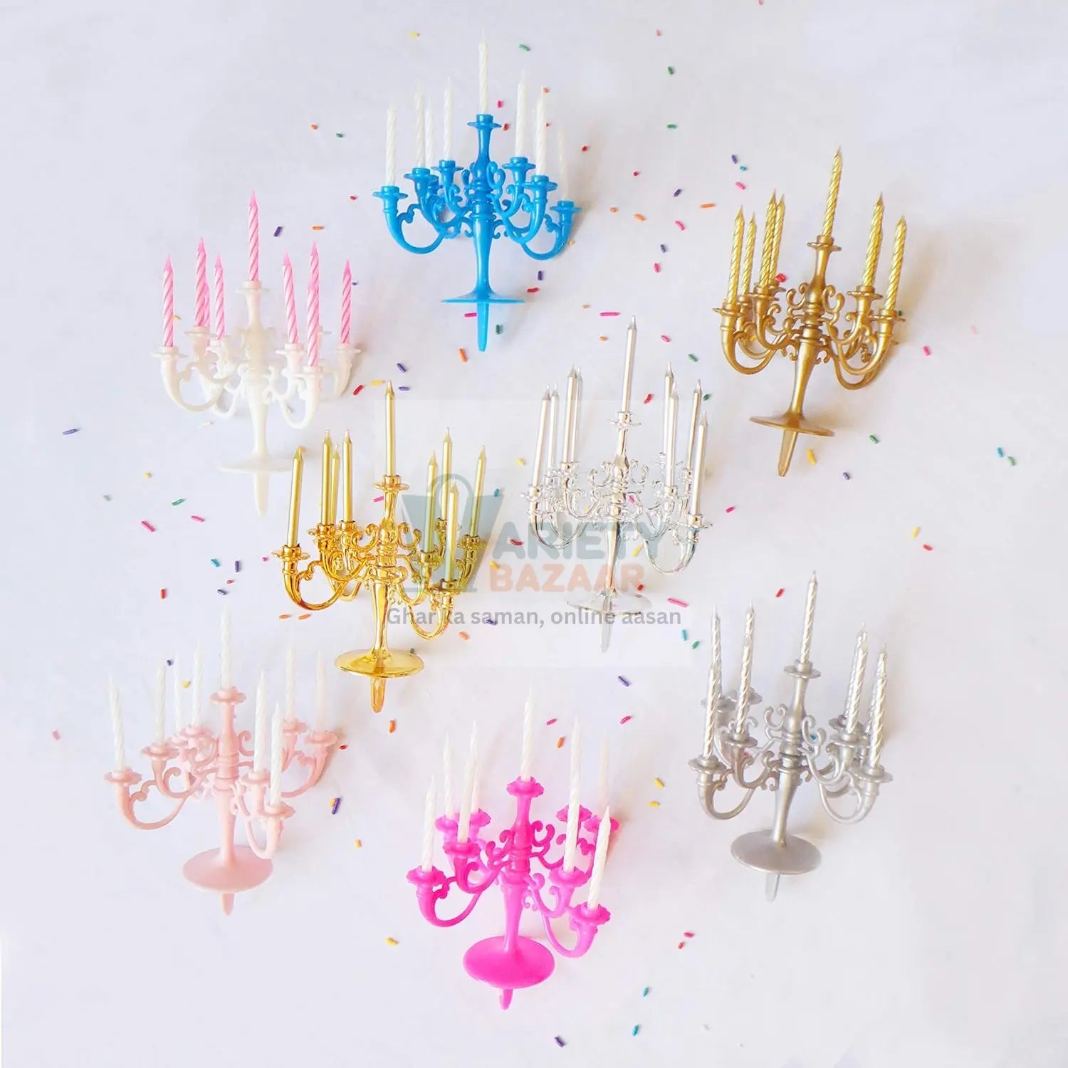 8353 Luxury Birthday Candles, Special Cake Candles Stand, Party and Event Unique Candle, Cake Topper with 9 Candles, Cake Candle Holders, Cake Decorations, Romantic Propose Candles Travel Sahayak