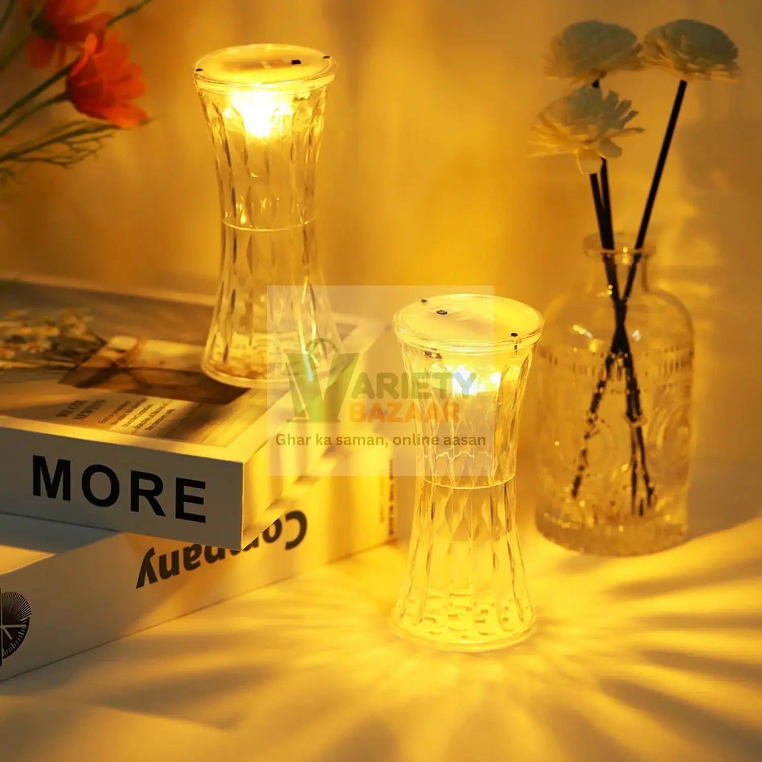 8440 Crystal Lamp, Universal Night Light, Soft Lighting, Eye Protection for Nursery, Study, Bedroom Transparent Crystal Table Soft Lighting Multipurpose for Hotel for Office for Children's Room (12Pc MOQ) Travel Sahayak