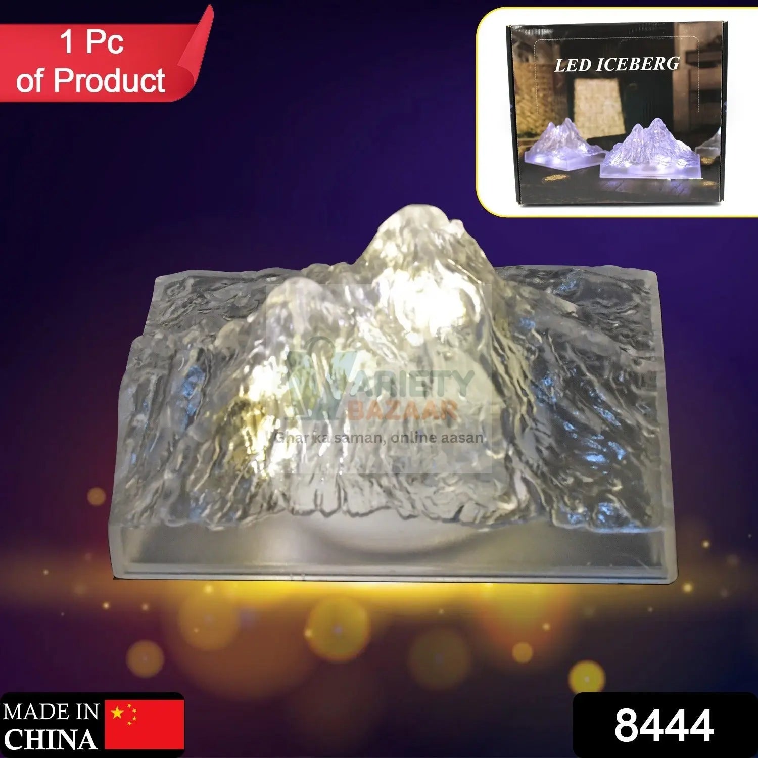 8444 Plastic Iceberg Night Light Mountain Lights Flameless Modern Clear LED Flameless Party Candles, LED Lamp Home Decoration Mini Atmosphere Light Bedroom Decor Desktop Ornament Children Gift (MOQ :- 12 Pc) Travel Sahayak