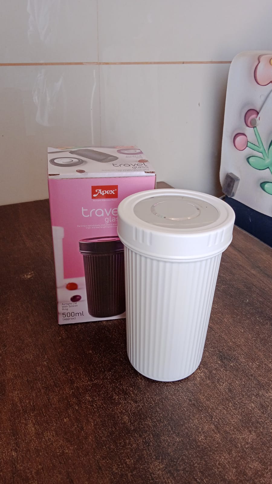 Apex Double Wall Inner Steel Travel Glass (500ml) Approx (1 Pc / Mix Color) Variety Bazaar