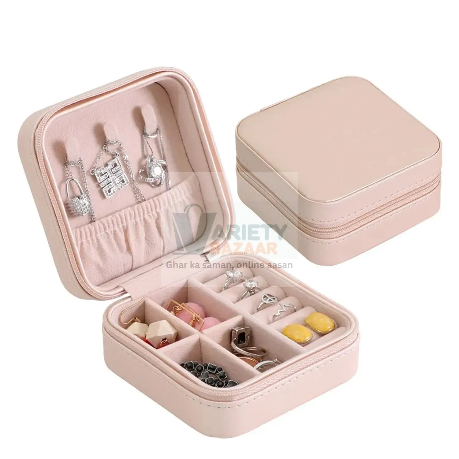 8782 Jewellery Box for Women, Mini Portable Jewelry Box Organiser,PU Leather Jewlerrying Display Holder, Small Travel Jewellery Box for Girls, Women, Mother, Daughte, Travel Ring, Pendant, Earring, Necklace Storage Case Travel Sahayak