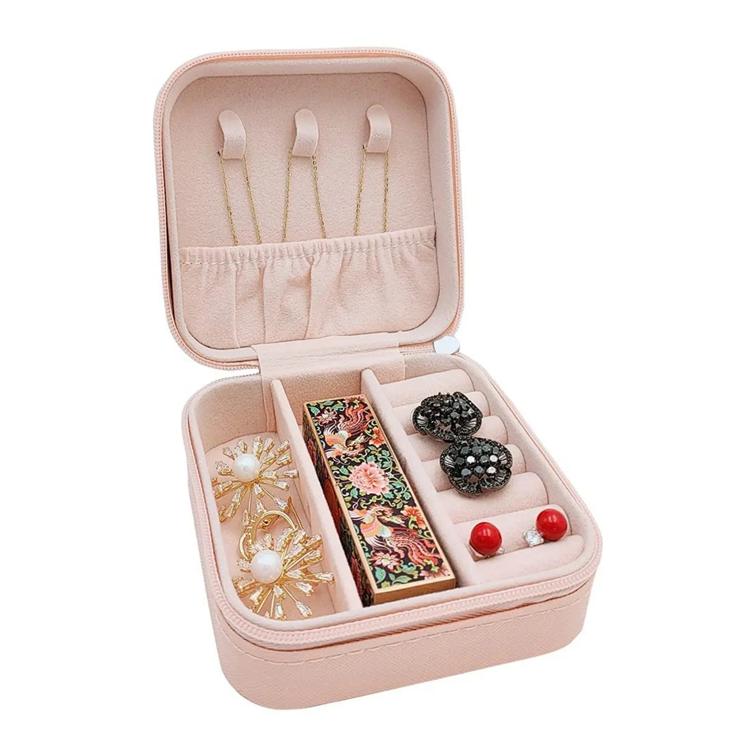 8782 Jewellery Box for Women, Mini Portable Jewelry Box Organiser,PU Leather Jewlerrying Display Holder, Small Travel Jewellery Box for Girls, Women, Mother, Daughte, Travel Ring, Pendant, Earring, Necklace Storage Case Travel Sahayak