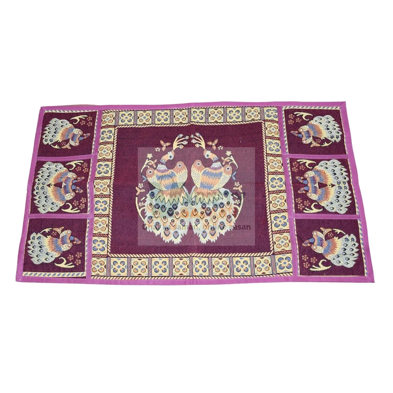 8889 Cotton Fridge Top Cover Set - Standard, Appliance Covers Fridge Dustproof Cover with Peacock Deign 6 Utility Side Pockets Fridge Cover For All types Fridge Refrigerator Use (100x60CM) Travel Sahayak