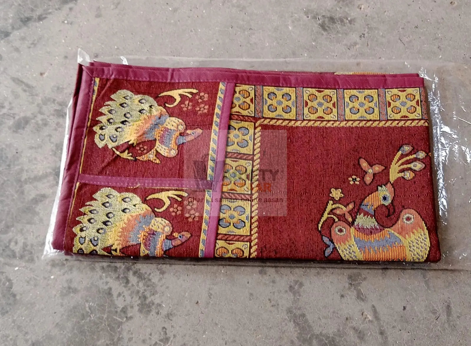 8889 Cotton Fridge Top Cover Set - Standard, Appliance Covers Fridge Dustproof Cover with Peacock Deign 6 Utility Side Pockets Fridge Cover For All types Fridge Refrigerator Use (100x60CM) Travel Sahayak