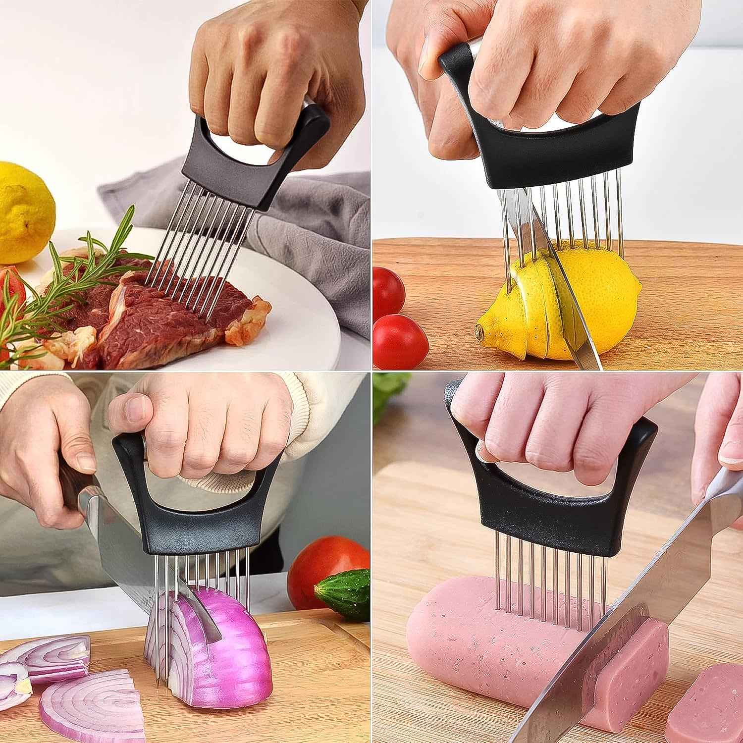 Stainless Steel Onion Cutter Vegetable Slicer Holder Tool (1 Pc)
