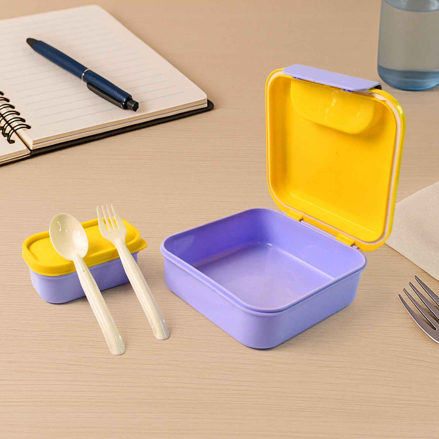 Kids Lunch Box Set With Small Inner Container Spoon Fork (1 Pc)