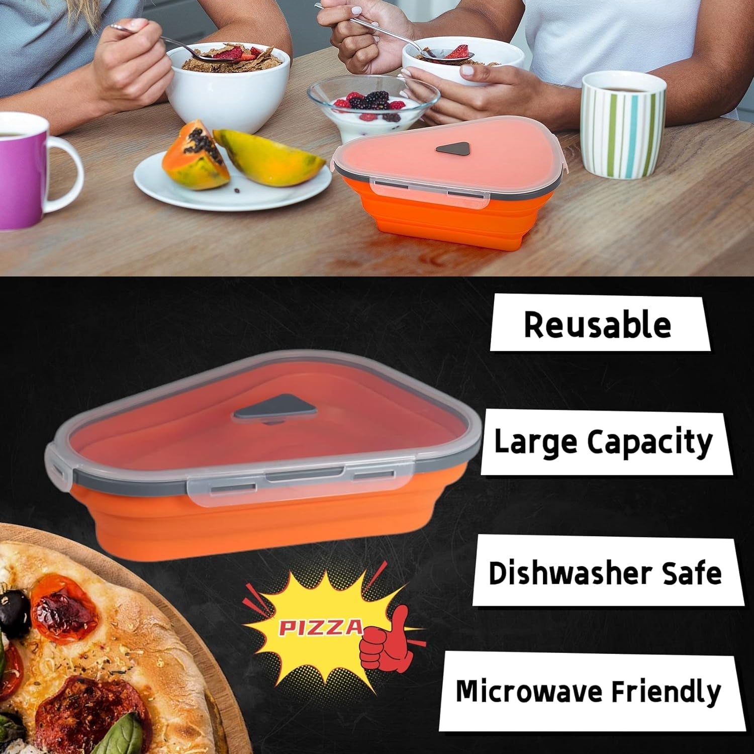 Reusable Expandable Pizza Storage Container with 5 Microwavable Trays – Adjustable for Home & Outdoor Use Variety Bazaar