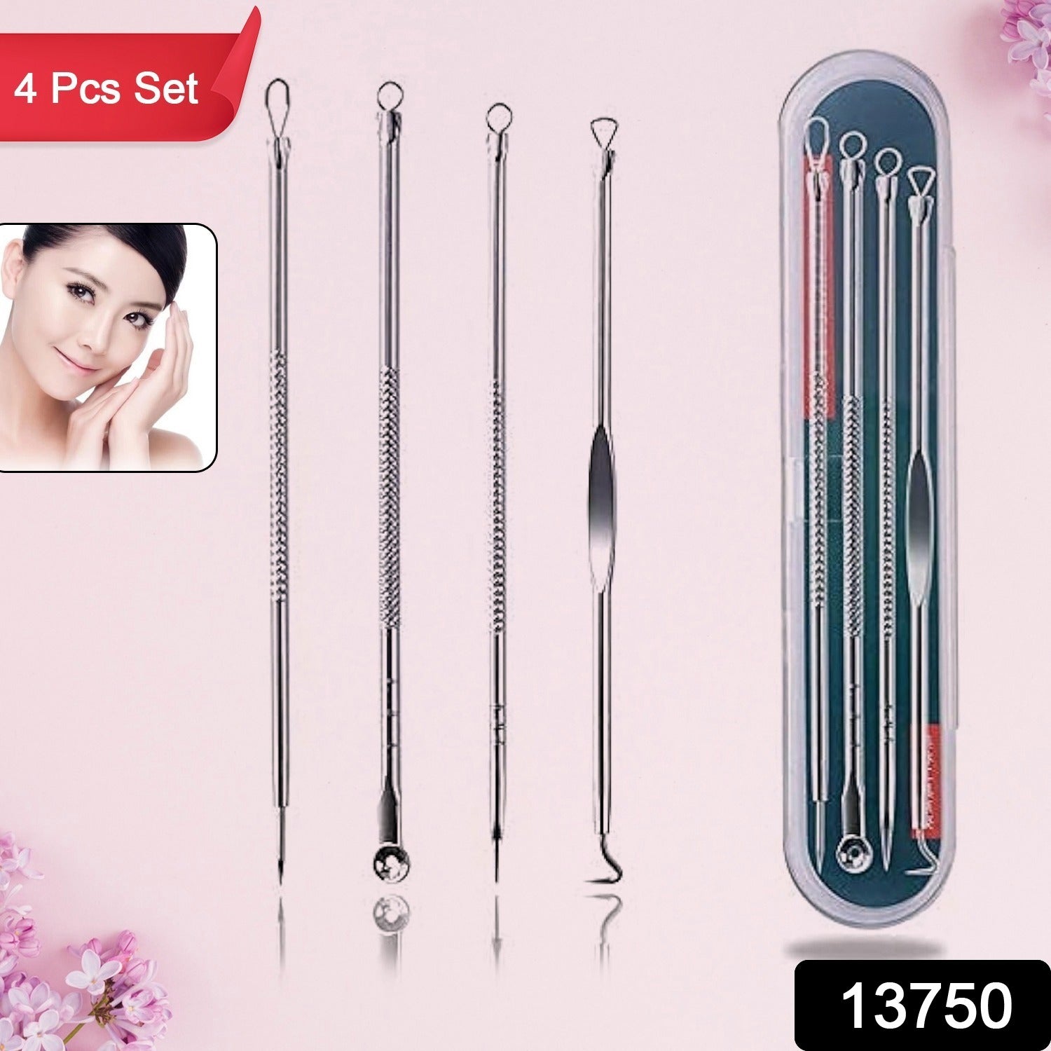 Blackhead Remover, 4-in-1 Stainless Steel Pimple Extractor Tool (1 Pc) Variety Bazaar