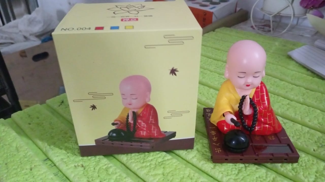 Solar Powered Sitting Buddha Statue, Moving Head and Hand (1 Pc / Big) Variety Bazaar