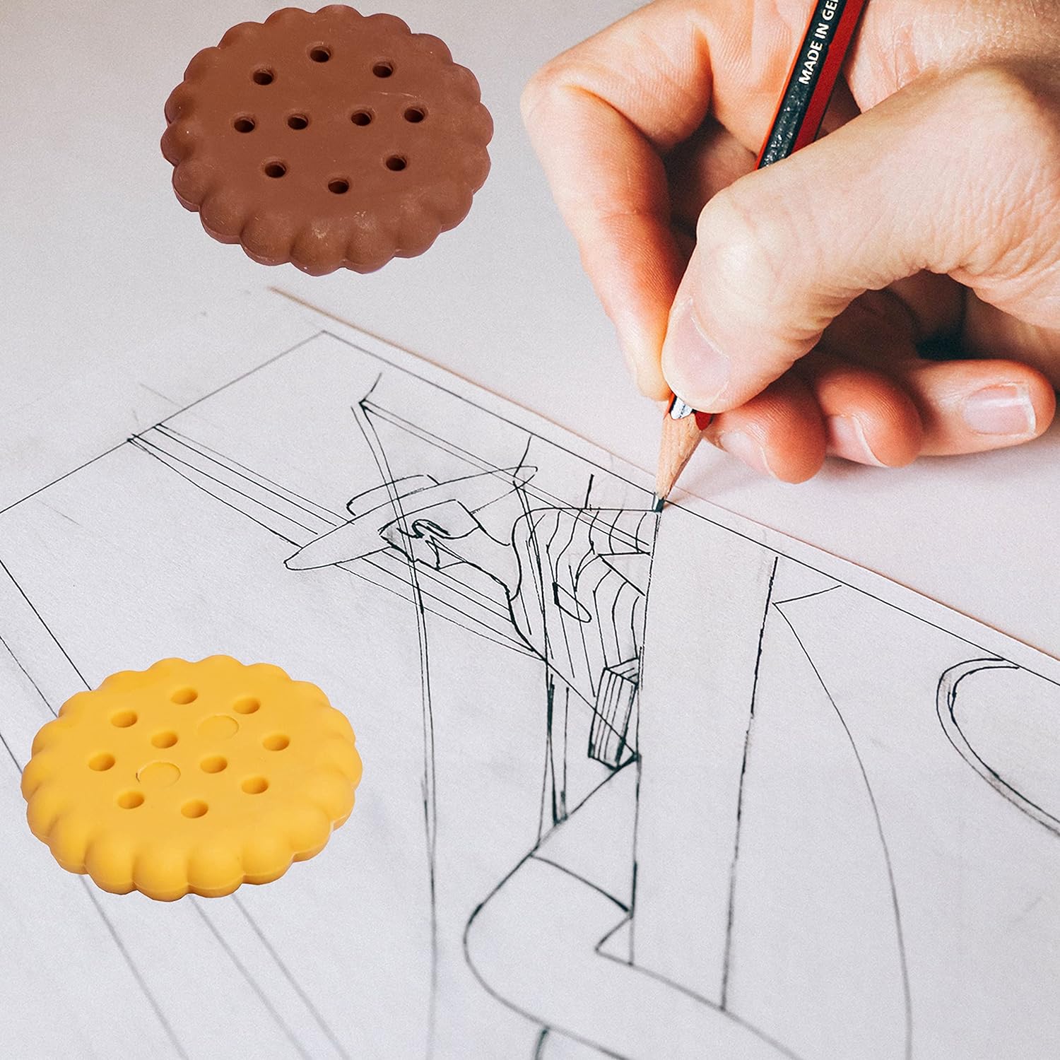 Biscuit-Shaped Erasers | Fun Rubber Stationery for Kids | Creative Birthday Gift Toy (6 Pcs Set) Variety Bazaar