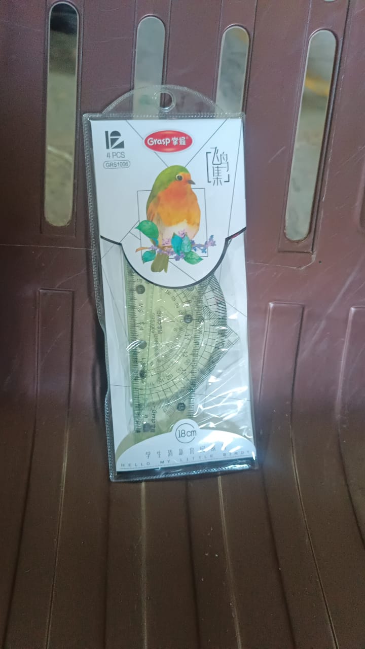 4-Piece Geometry Set, Triangle Ruler Protractor Straight Ruler Variety Bazaar