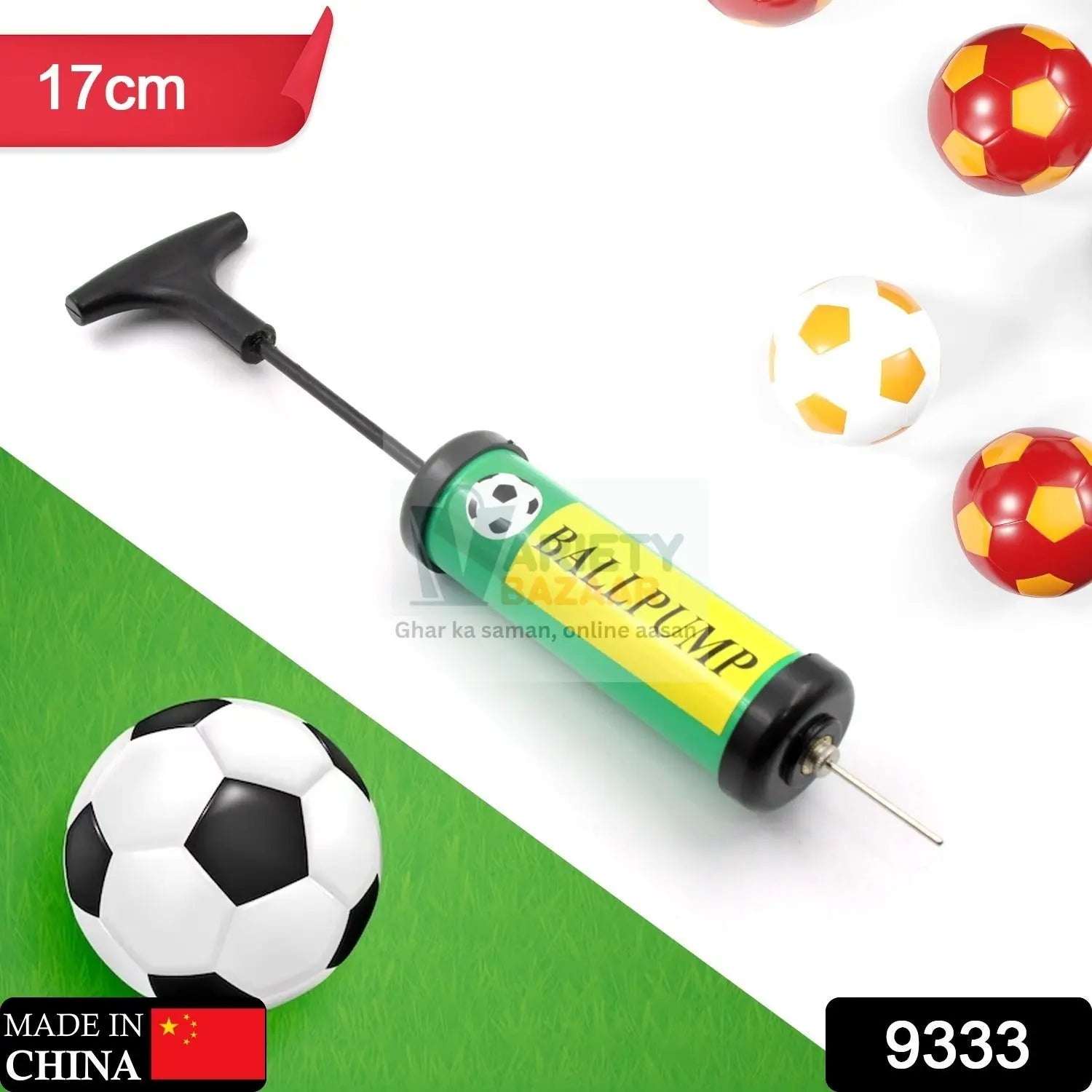 9333 Inflator Air Ball Pump Soft Bouncing Ball Development Kids Toy, Sports Plastic Pump for Soccer, Basketball, Football, Volleyball Ball (17 Cm) Travel Sahayak